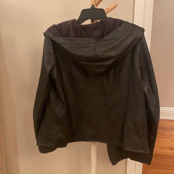 COPY - Helmet Lang leather hooded jacket with fleece lining - Picture 3 of 4